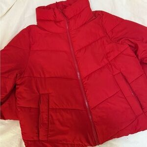 Red Abercrombie & Fitch Puffer Jacket